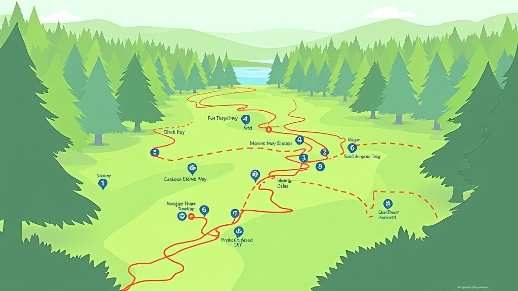 Kinnitty Forest route map showing four walking loops with clearly marked junctions and rest point locations throughout the woodland